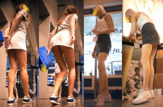 【パンチラ！】靴屋の店員さんがミニスカートを穿いてたから盗撮してやったwww！！！