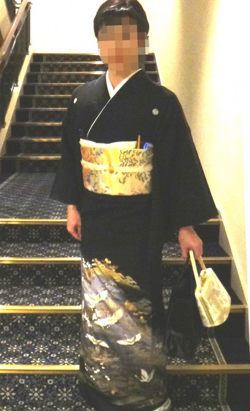【女装】京都のホテルで黒留袖なりきり女装　歩きながらオナニー