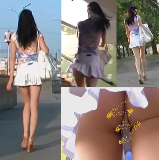 【盗撮！】9頭拭女のプリーツスカートから見える喰い込みパンツを逆さ撮り！！