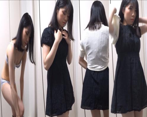 【盗撮】黒髪ロングのガチ美女の着替えを個室で盗撮！！！