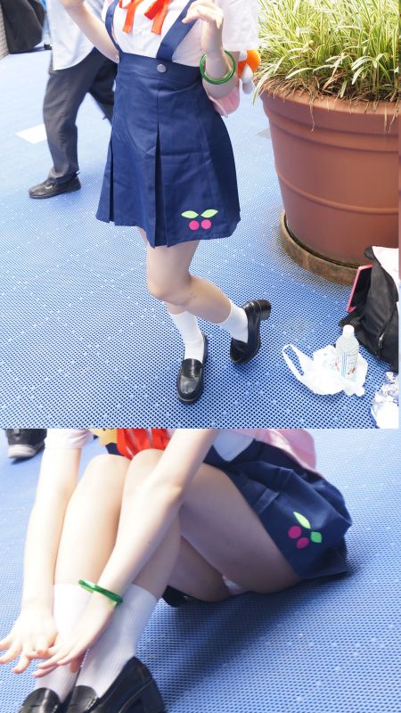 美少女コスプレイヤー縞パン丸見え 美少女コスプレイヤー縞パン丸見え