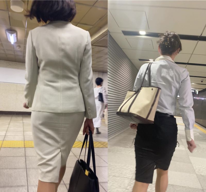 0033【白黒タイトスカート】通勤中のお尻セット③