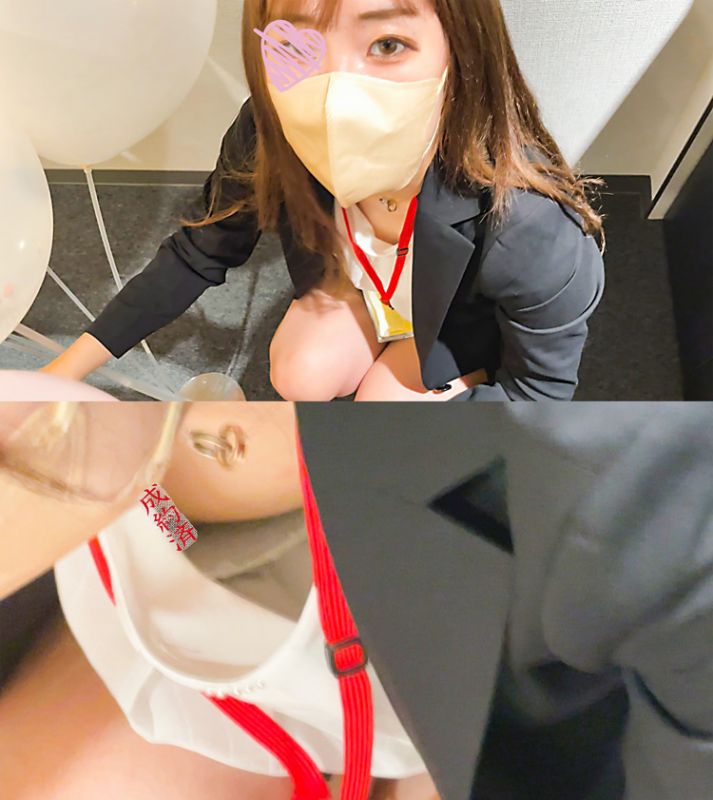 【胸チラ&パンチラ】展示場スタッフの飾り付け、事務派遣さん(丸見えでした)