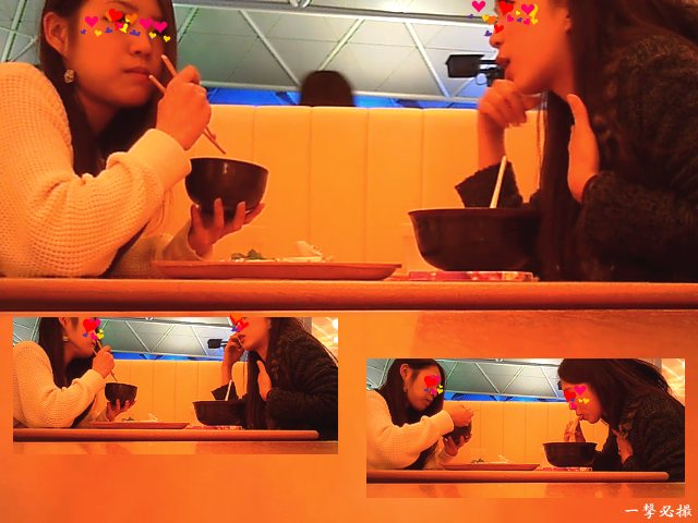 フードコートで食事中の女子大生がＷで美脚で可愛い　固定カメラ編